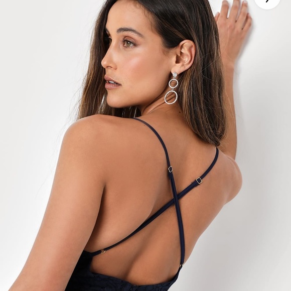 Flirting with Desire Navy Blue Lace Bodycon Dress - Picture 11 of 12